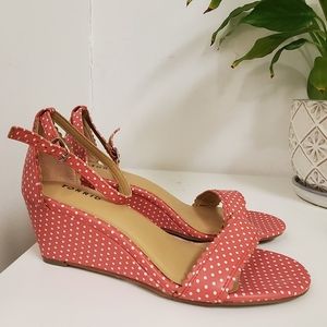 Torrid Pink Polka Dot Wedge Sandal